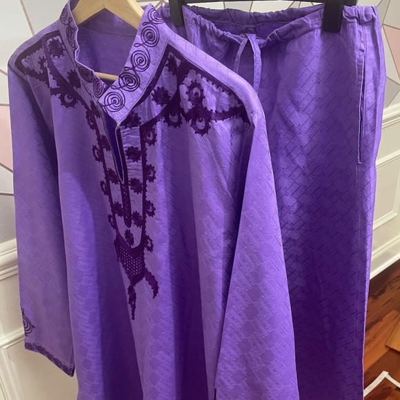 Dashiki 2-Piece Shirt & Pant Suit, African Men's Dashiki, Hand embroidery Large - Picture 7 of 10